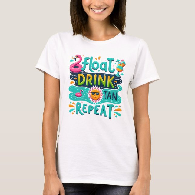 Camiseta Repetir bebida flutuante bronzeada  (Frente)