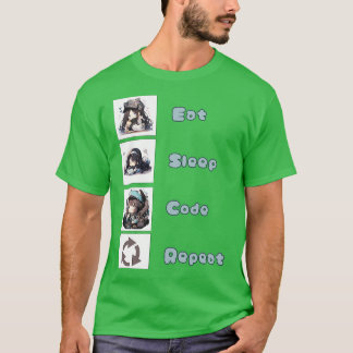 Camiseta Repetir Chibi com o Código de Sono