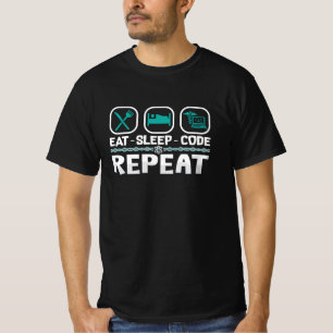 Camiseta Repetir código de latência Código médico Codificaç