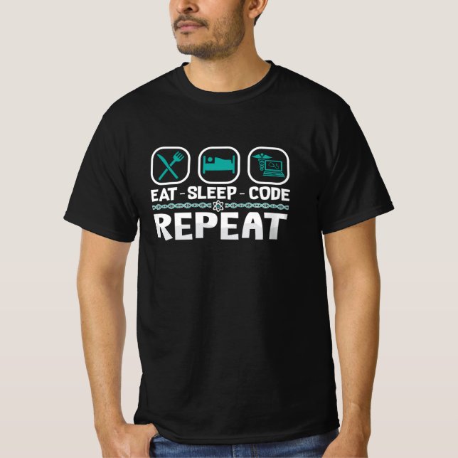 Camiseta Repetir código de latência Código médico Codificaç (Frente)