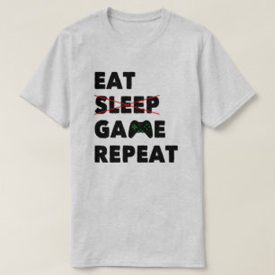 Camiseta Repetir Jogo de Sono T-Shirt Engraçado