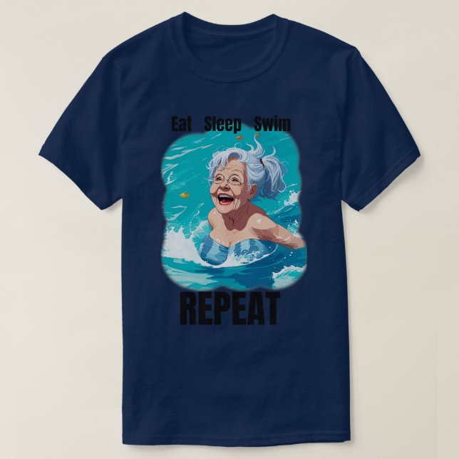 Camiseta Repetir natação de sono (Frente do Design)