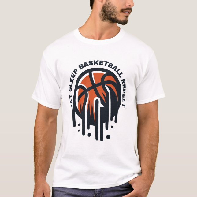 Camiseta repetir o basquete de dormir (Frente)