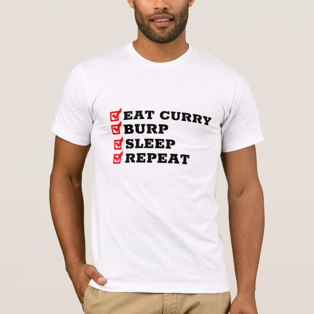 Camiseta Repetir o Sono Curry Burp - Engraçado Dei Desi (Frente)