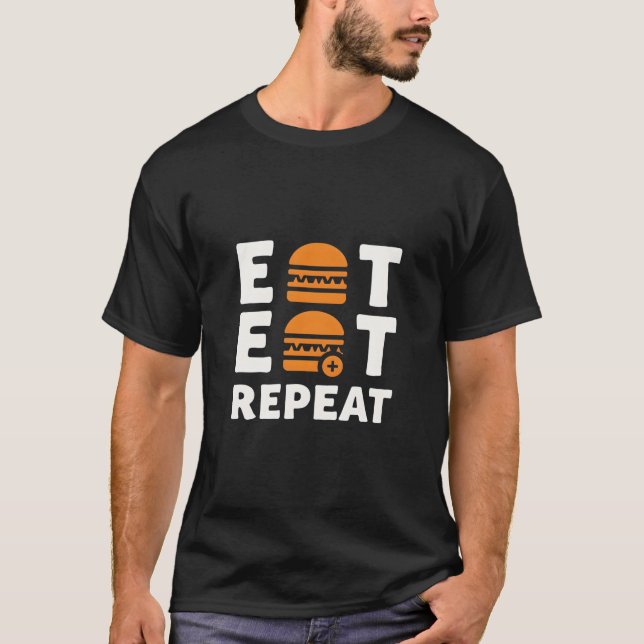Camiseta Repetir o Sono - Design do Burger Burger Engraçado (Frente)