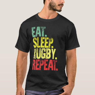 Camiseta Repetir Repetição de Sono Gif Comer Rugby Repetir