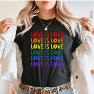 Camiseta Repetitivo Amor É Amor Arco-Íris LGBTQ+