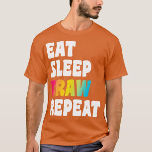Camiseta Repita o Desenhar do Sono para Homens Meninos Gi