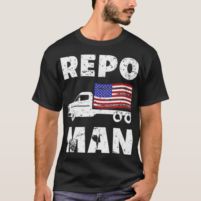 Camiseta Repo Man Patriotic Flag and Flatbed  (Frente)