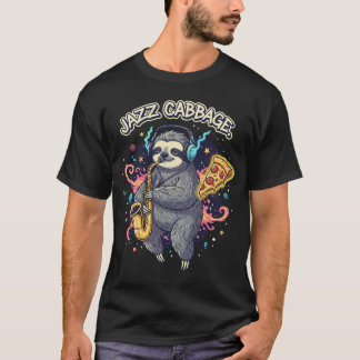 Camiseta "Repolho de Jazz" Preguiça Fofa Tocando Saxofone