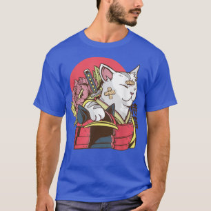 Camiseta Repórter Japonês Samurai Cat Bushido Warrior