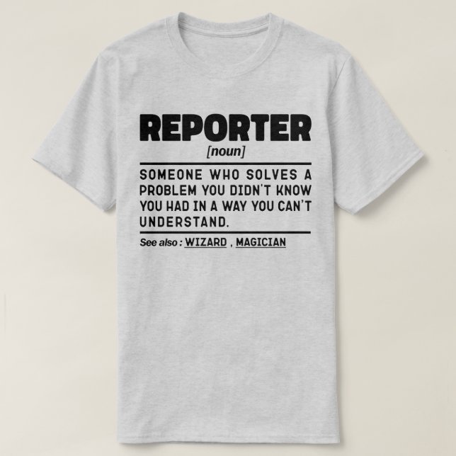 Camiseta Reporter Noun Reporting Press Comunicação Legal (Frente do Design)