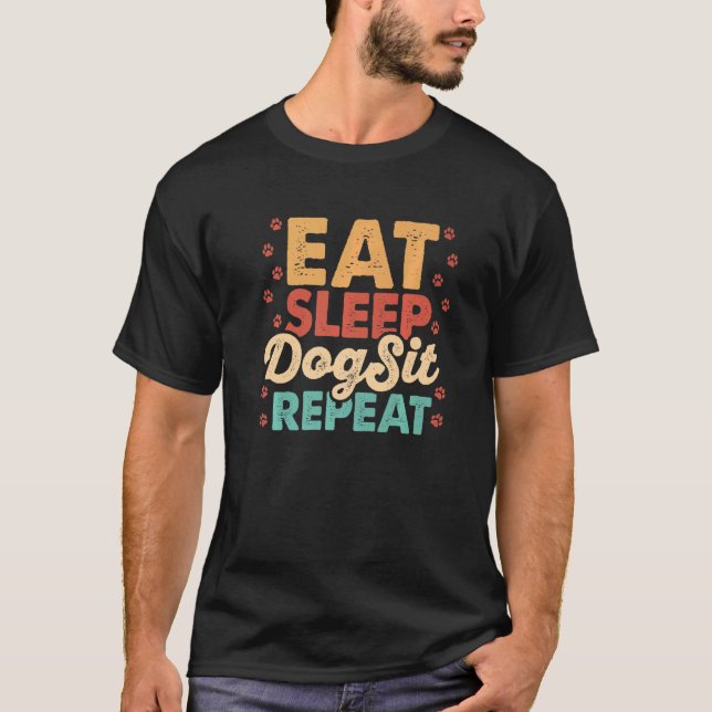 Camiseta Repouso Repetir Pet Sentado Animal Pet Sitter Do (Frente)