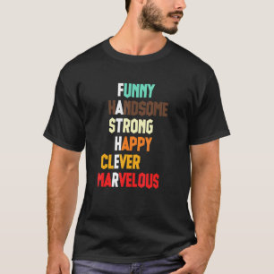 Camiseta Reprodução de Palavras Feliz e Forte e Feliz dia d