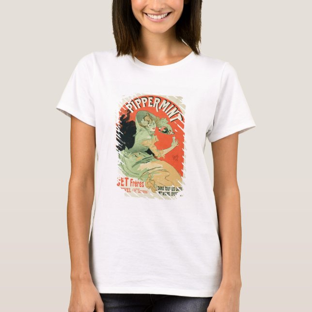 Camiseta Reprodução de uma poster publicitária "Pippermint" (Frente)