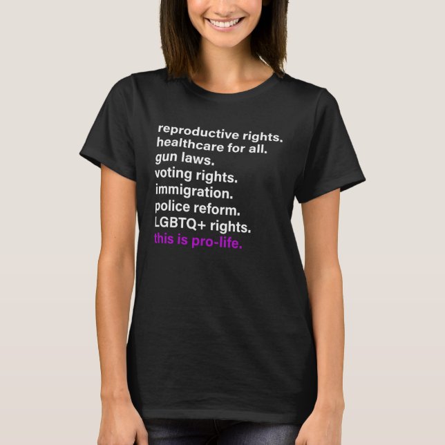 Camiseta reproductive rights healthcare for all gun laws (Frente)