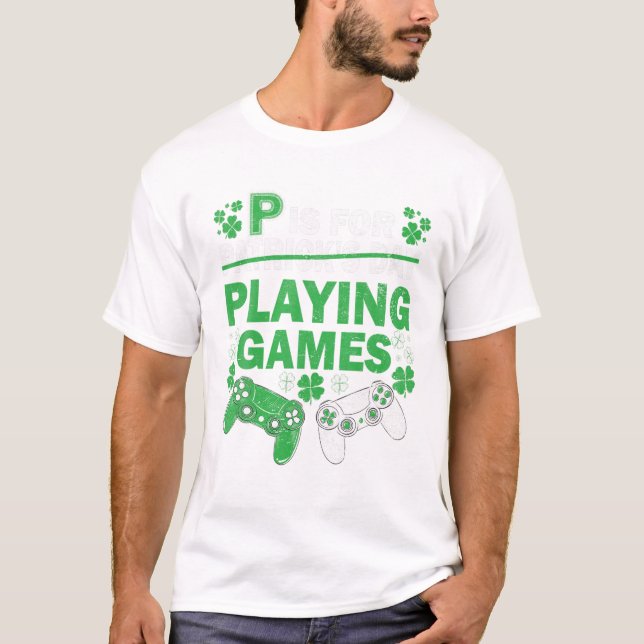 Camiseta Reproduzindo Dia de São Patrício de Jogos (Frente)