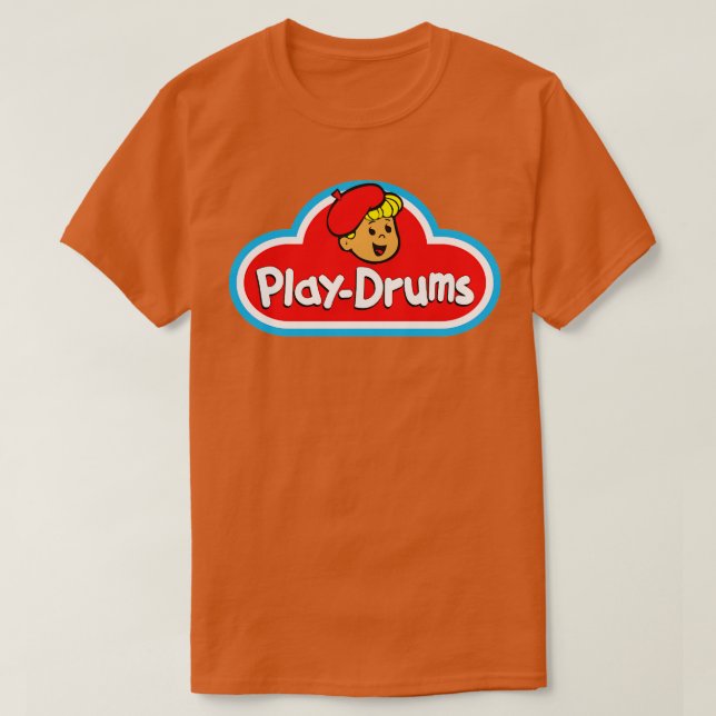 Camiseta Reproduzir tambores estilo PlayDoh design Longa Fo (Frente do Design)