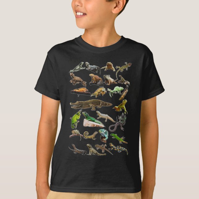 Camiseta Reptile Collage Lizard Gecko Dragon (Frente)