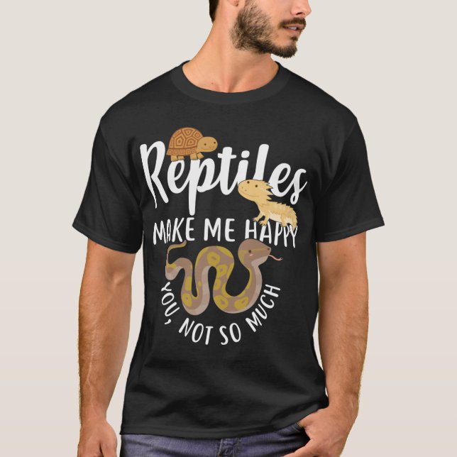 Camiseta Reptiles Make Me Happy funny (Frente)