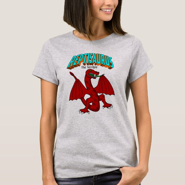 Camiseta Reptisaurus, de uso feminino (Frente)