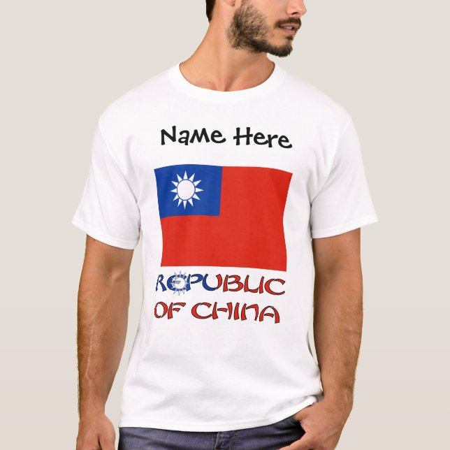 Camiseta Republic of China Taiwanese Flag with Your Name (Frente)