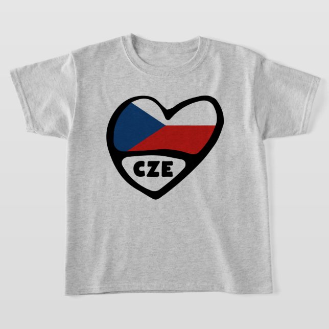 Camiseta República Checa Código do país Flag Heart, CZE (Postura )