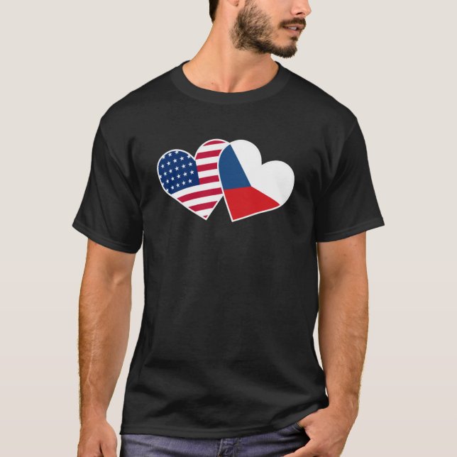 Camiseta República Checa EUA Flag Heart Czech American Lov (Frente)