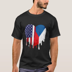 Camiseta República Checa Patrimônio Americano Coração Czech