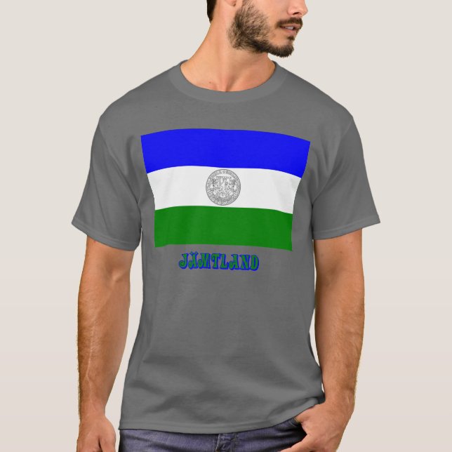 Camiseta República da bandeira de Jämtland com o nome (não (Frente)