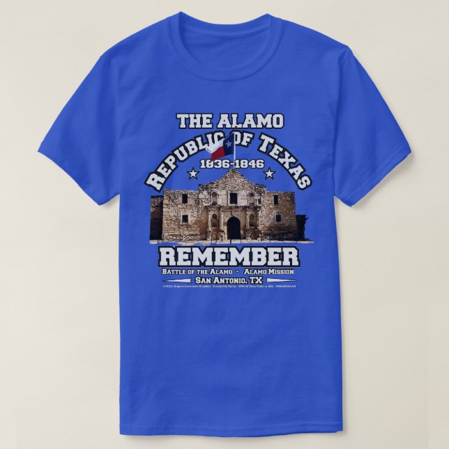 Camiseta República do Texas Alamo 1836 (Frente do Design)