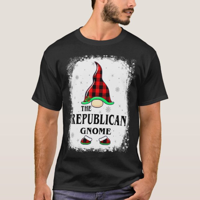 Camiseta Republican Gnome Buffalo Plaid Matching Family Xma (Frente)