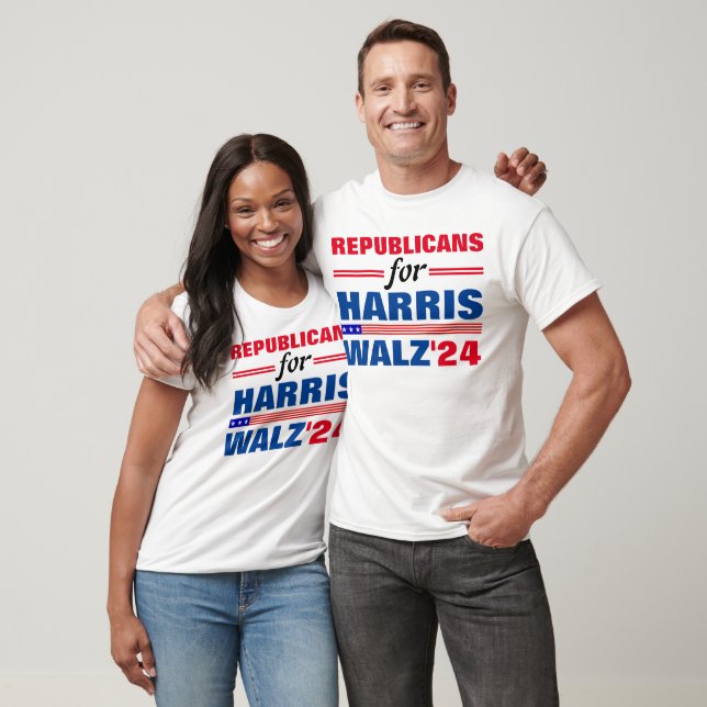 Camiseta Republicanos por Harris Walz Red Blue (Unissex)