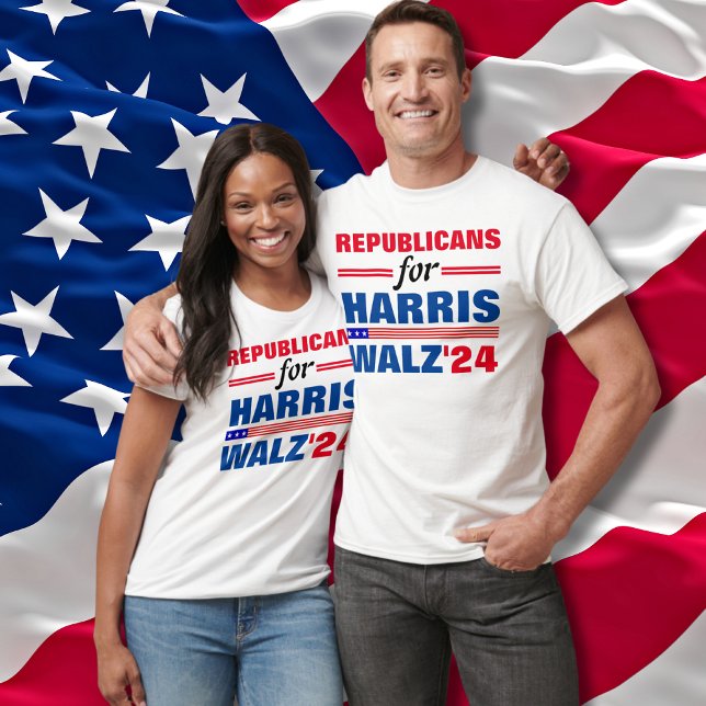 Camiseta Republicanos por Harris Walz Red Blue (Criador carregado)