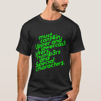 Camiseta Requisitos de senha