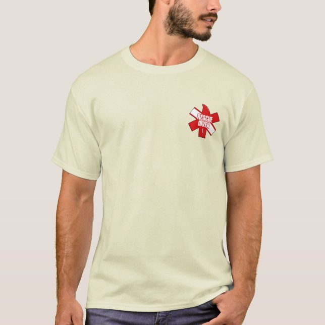 Camiseta Rescue Diver Cross Dive Flag Style 1 (Frente)