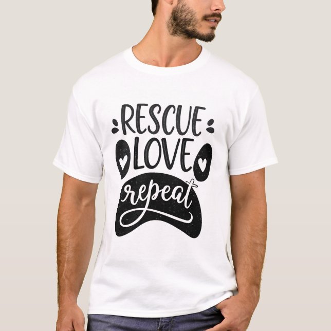 Camiseta Rescue Love Repeat Dog Paw Tee (Frente)