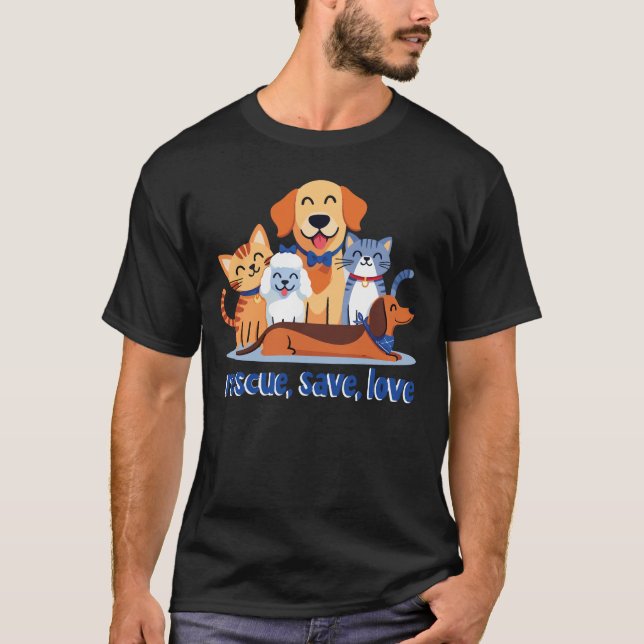 Camiseta Rescue Save Love  Heartwarming Animal Rescue (Frente)