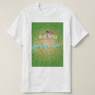 Camiseta Reservatório Azul Mesa, Gunnison, Mapa do Condado