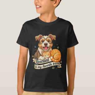 Camiseta Resgatado é meu cachorro gato favorito raça adoção