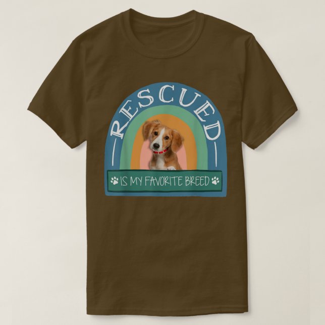 Camiseta Resgatado É Meu Pet De Cão Adotado Pela Raça Favor (Frente do Design)