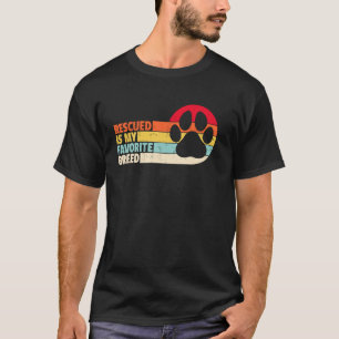 Camiseta Resgatado é minha raça favorita Retro Pata Animal 