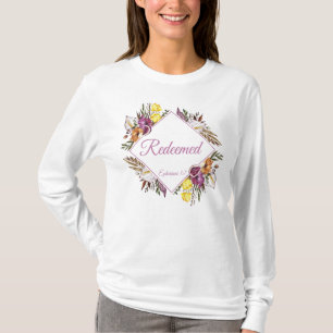 Camiseta Resgatados - Efesianos 1:7 Fé das Mulheres Cristãs