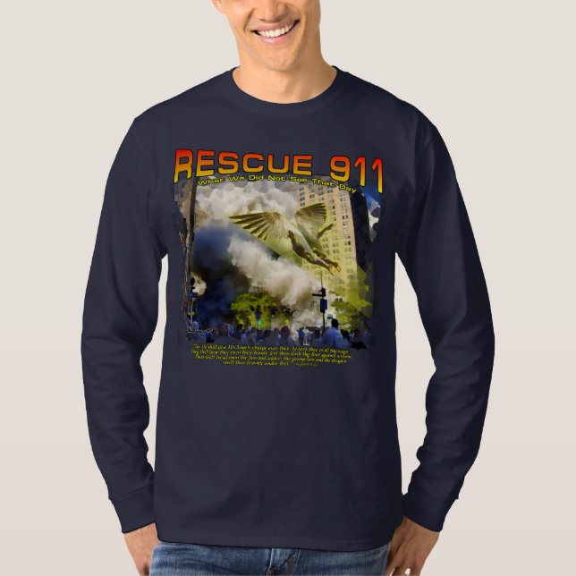 Camiseta "Resgate 911" de aquarela composta com uma mensage (Frente)