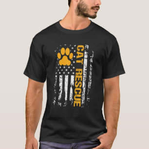 Camiseta Resgate de Gatos Bandeira Americana Abrigo de Gato
