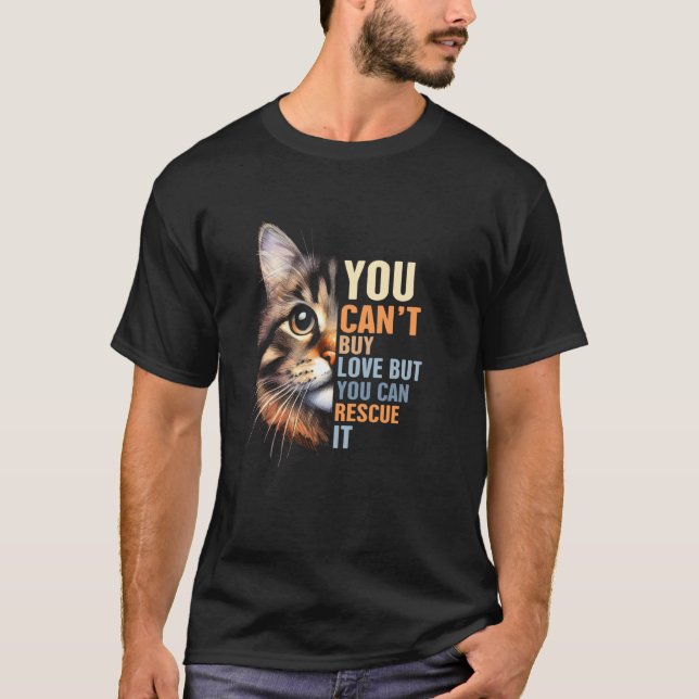 Camiseta Resgate de Gatos Mãe Você Não Pode Comprar Amor Ma (Frente)