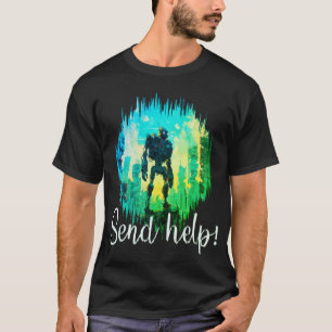 Camiseta Resgate de Robô: Vermelho e Azul em Dificuldades