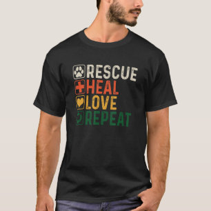 Camiseta Resgate Heal Love Repeat Dog Pet Puppy Dogs