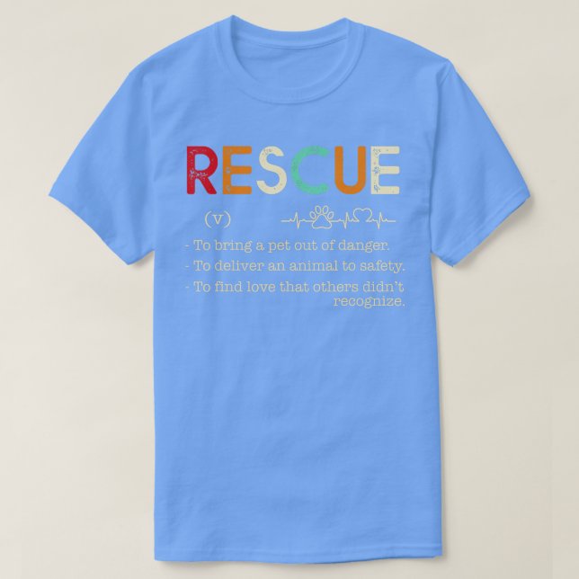 Camiseta Resgate para tirar um animal de estimação do perig (Frente do Design)