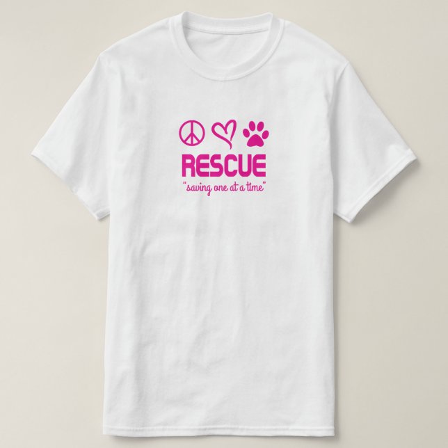 Camiseta Resgate "Salvando Um de Cada Vez" (rosa) (Frente do Design)